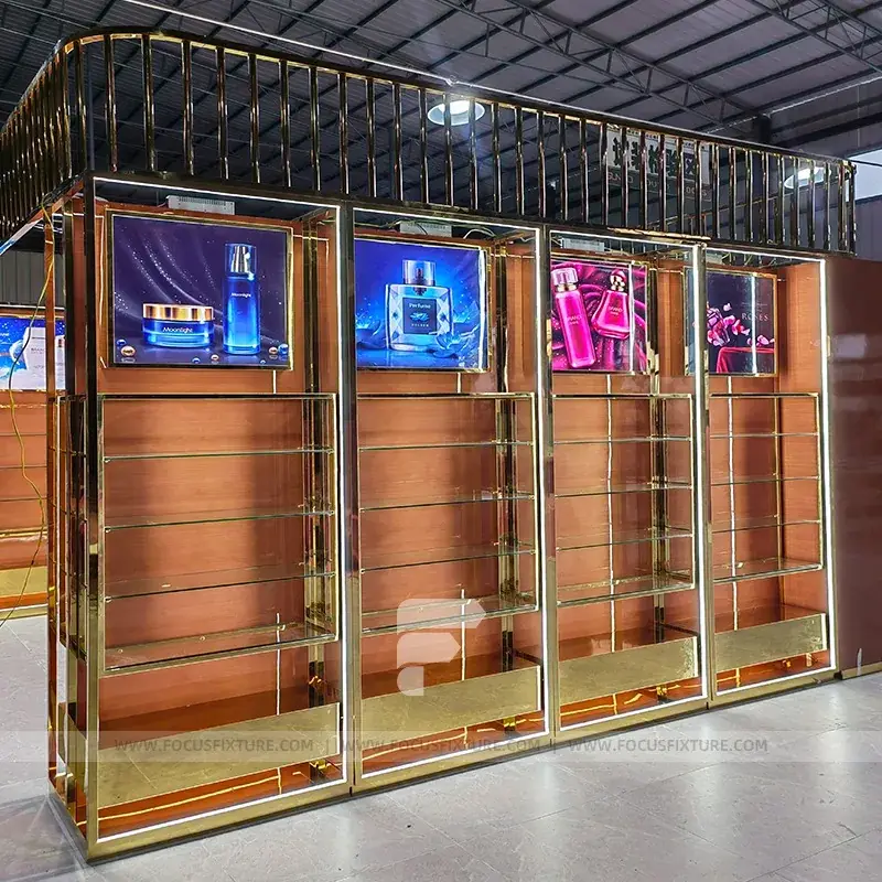 White Backlit Curved Display Wall Rack