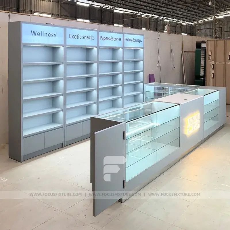 Gray And Yellow Retail Showcase Counter