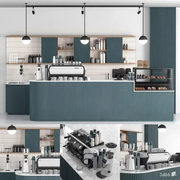 Teal Coffee Beverage Front Counter