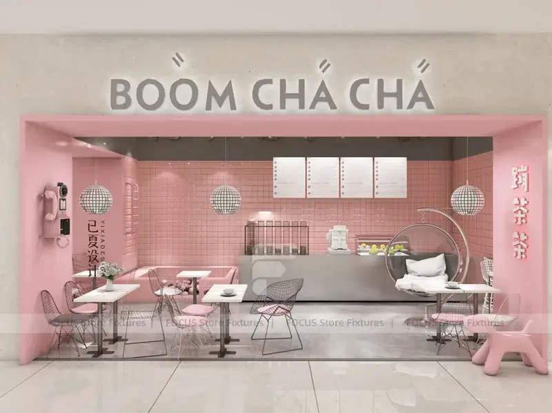 Pink Qu Counter Pink Minimal Beverage Cafe Counter