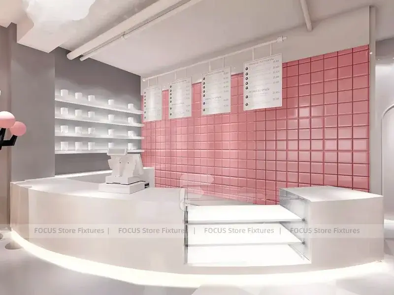 Pink Qu Counter Pink Minimal Beverage Cafe Counter