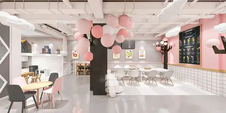 Pink Qu Counter Pink Minimal Beverage Cafe Counter