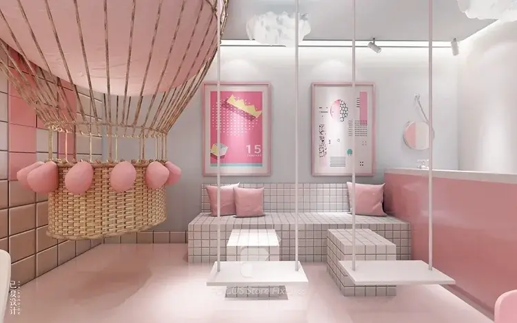 Pink Qu Counter Pink Minimal Beverage Cafe Counter