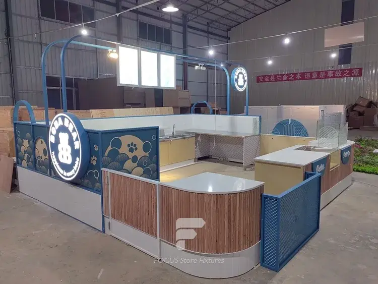 Blue Wood Beverage Service Island Counter