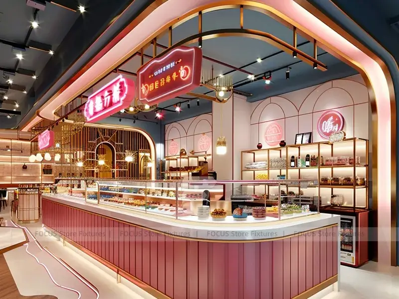 Desert Counter Design Pink Arch Dessert Cafe Counter Layout