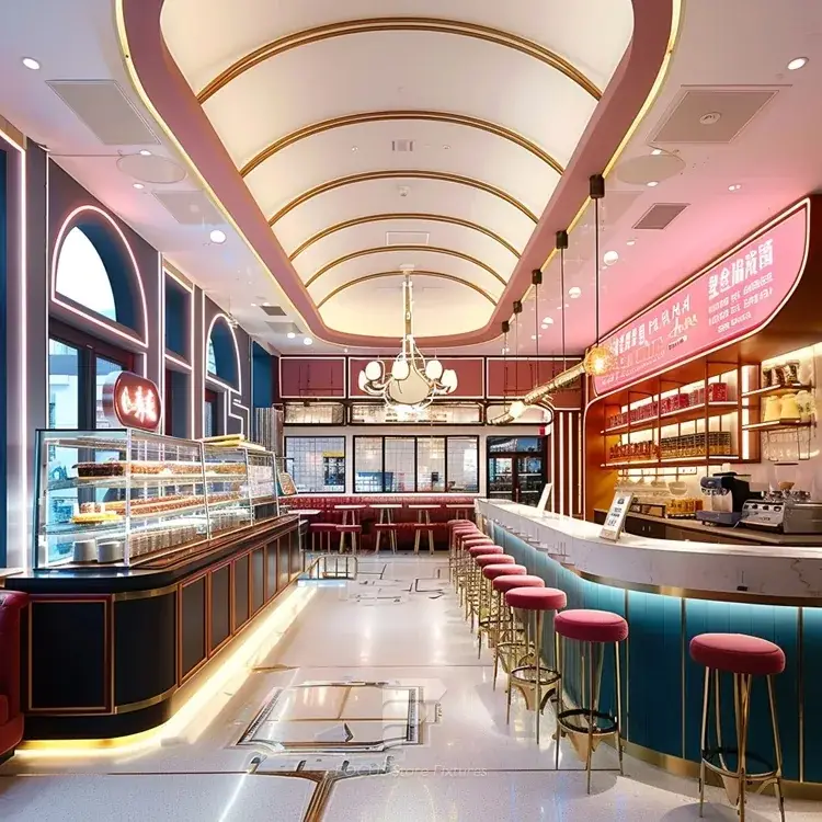 Desert Counter Design Pink Arch Dessert Cafe Counter Layout