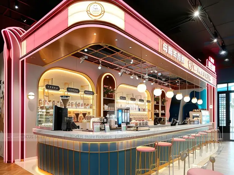 Pink Point Counter Pink Blue Beverage Arch Bar Counter