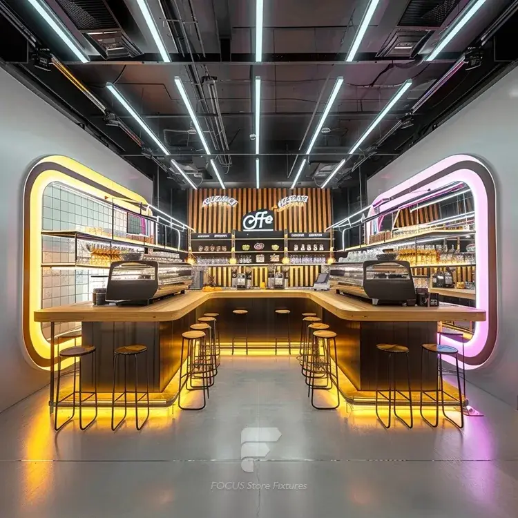 Pink Blue Beverage Bar Counter Layout