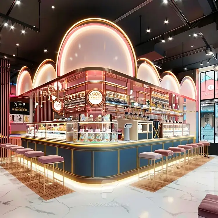 Desert Counter Design Pink Gold Dessert Beverage Island Counter