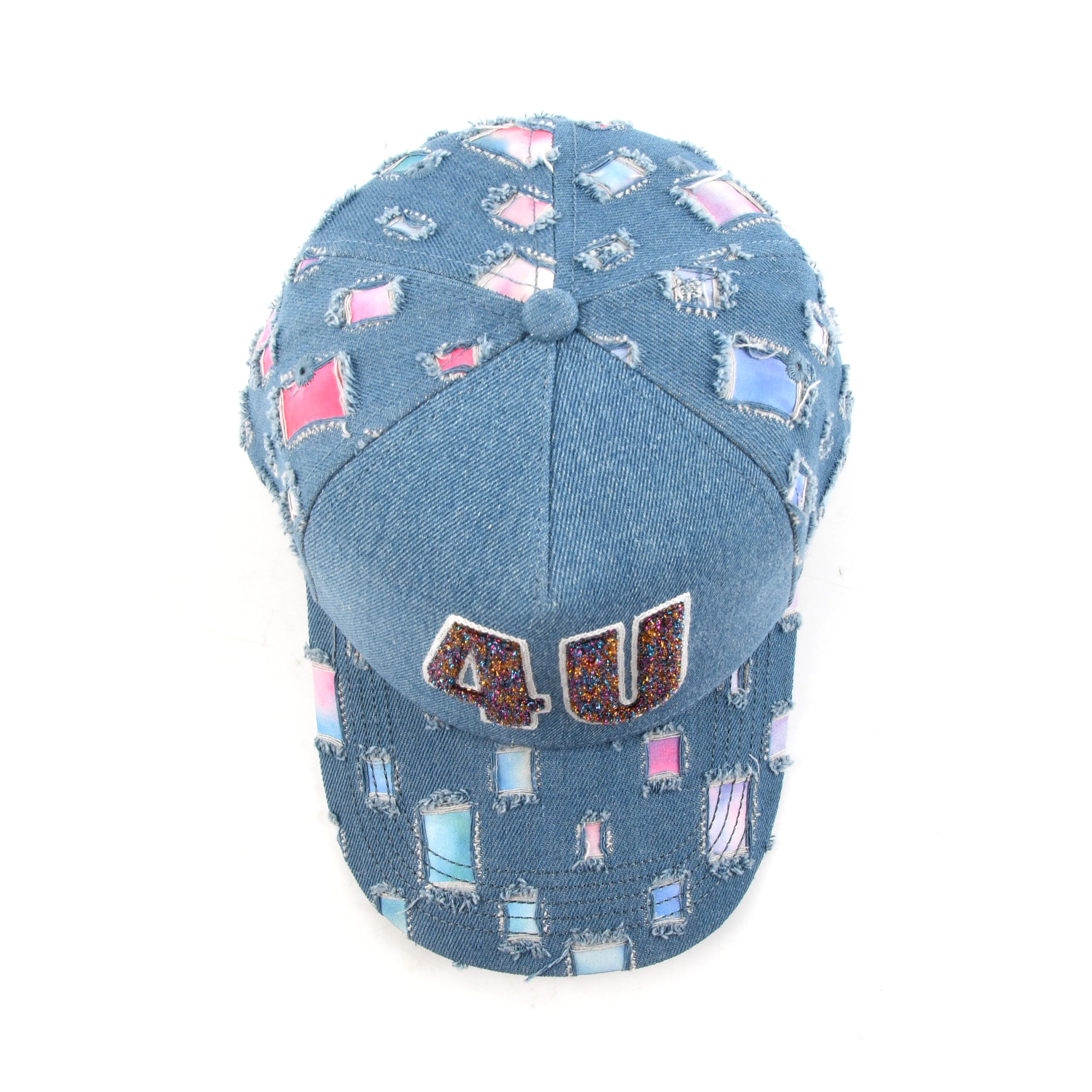 New Custom Designed Blue Distressed Baseball Cap with Embroidered Handbag Patch Blue Distressed Hat - Etsy main image 2