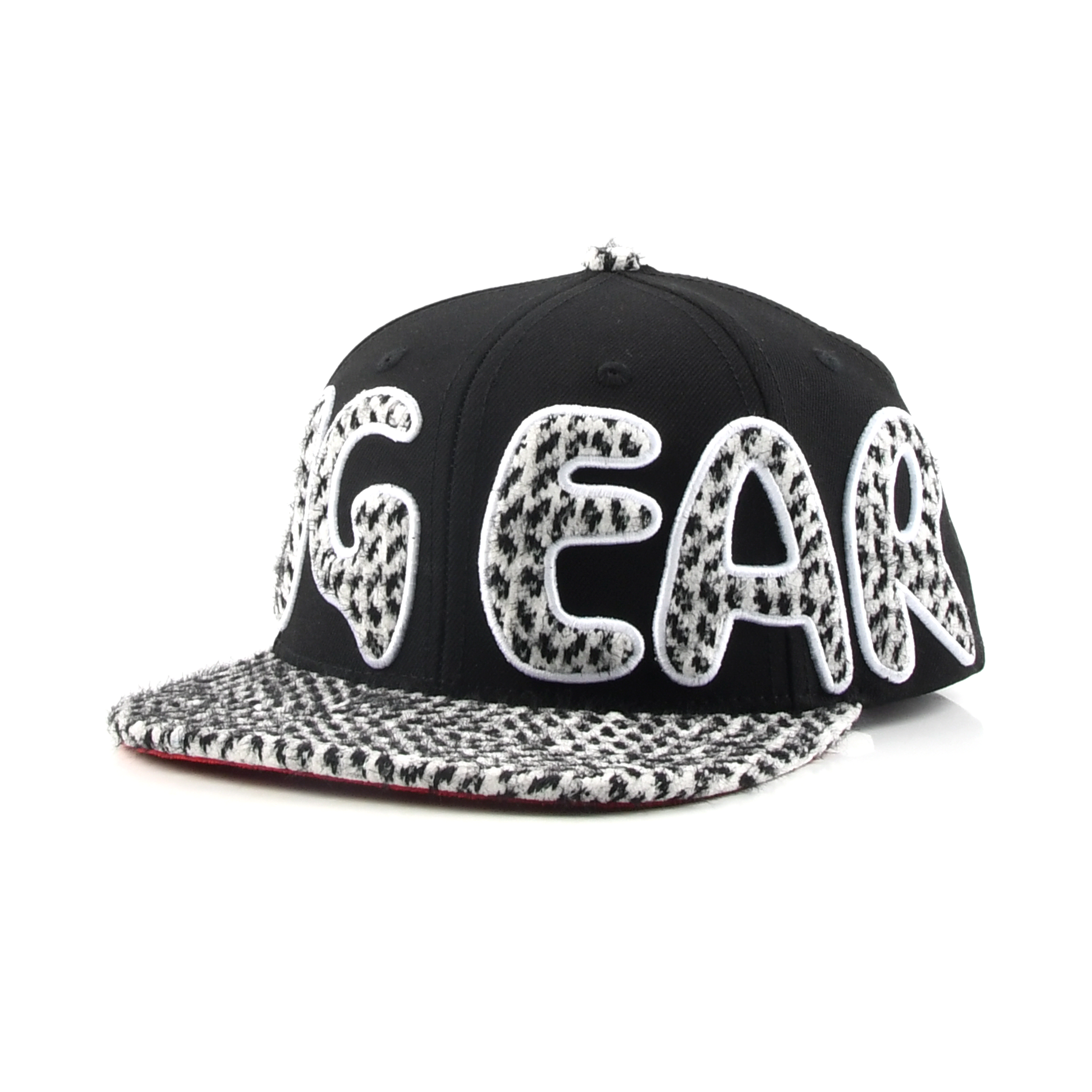Black‎ and White Snapback Hat with PLAY GROOVE Embroidery Shop | RVMFG 7 Panel Trucker Hat -Black | Revolution Mfg main image 3