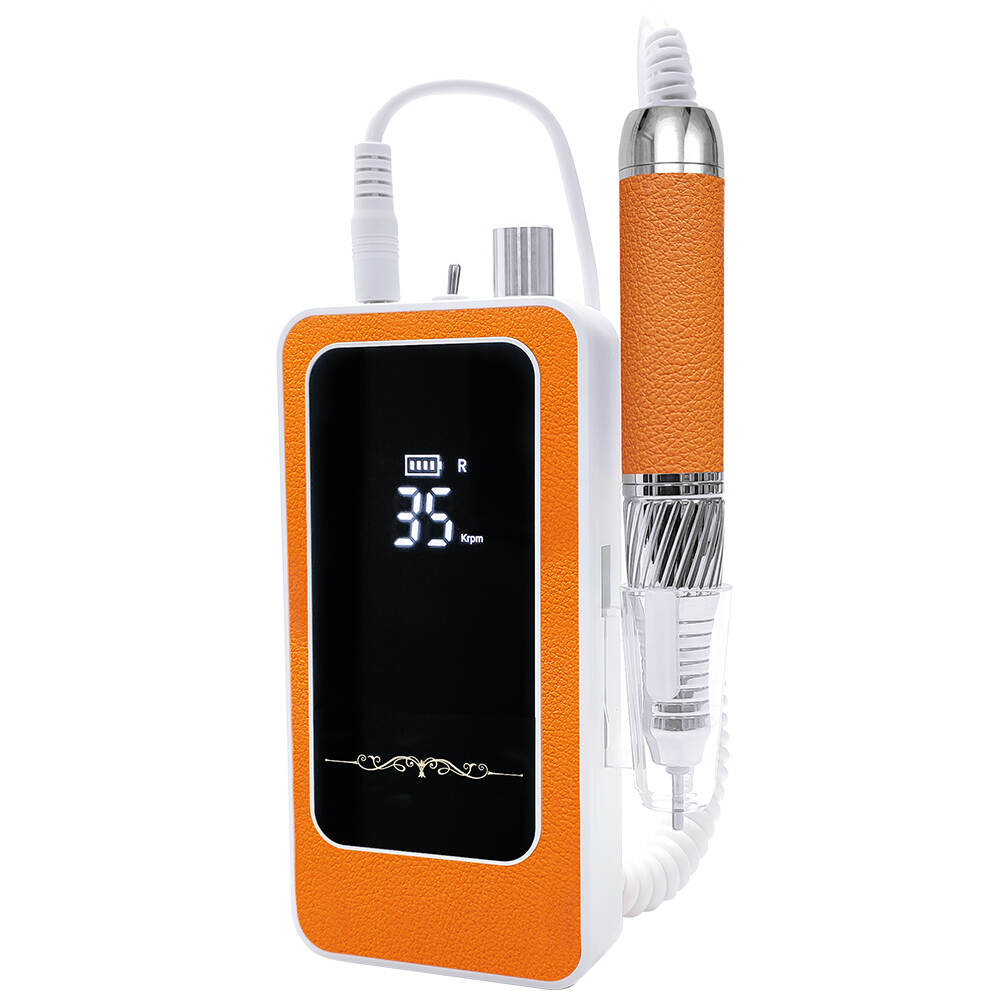 Professional Rechargeable Nail Drill Manicure Machine – Wholesale 35000RPM Coreless Handpiece Electric Nail File with Leather, 6