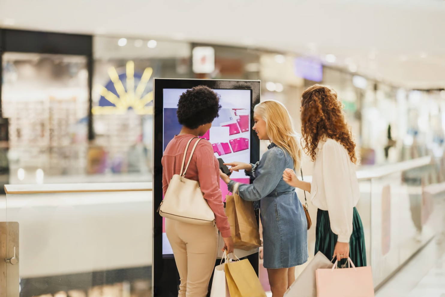 Shopping malls use vertical advertising machines