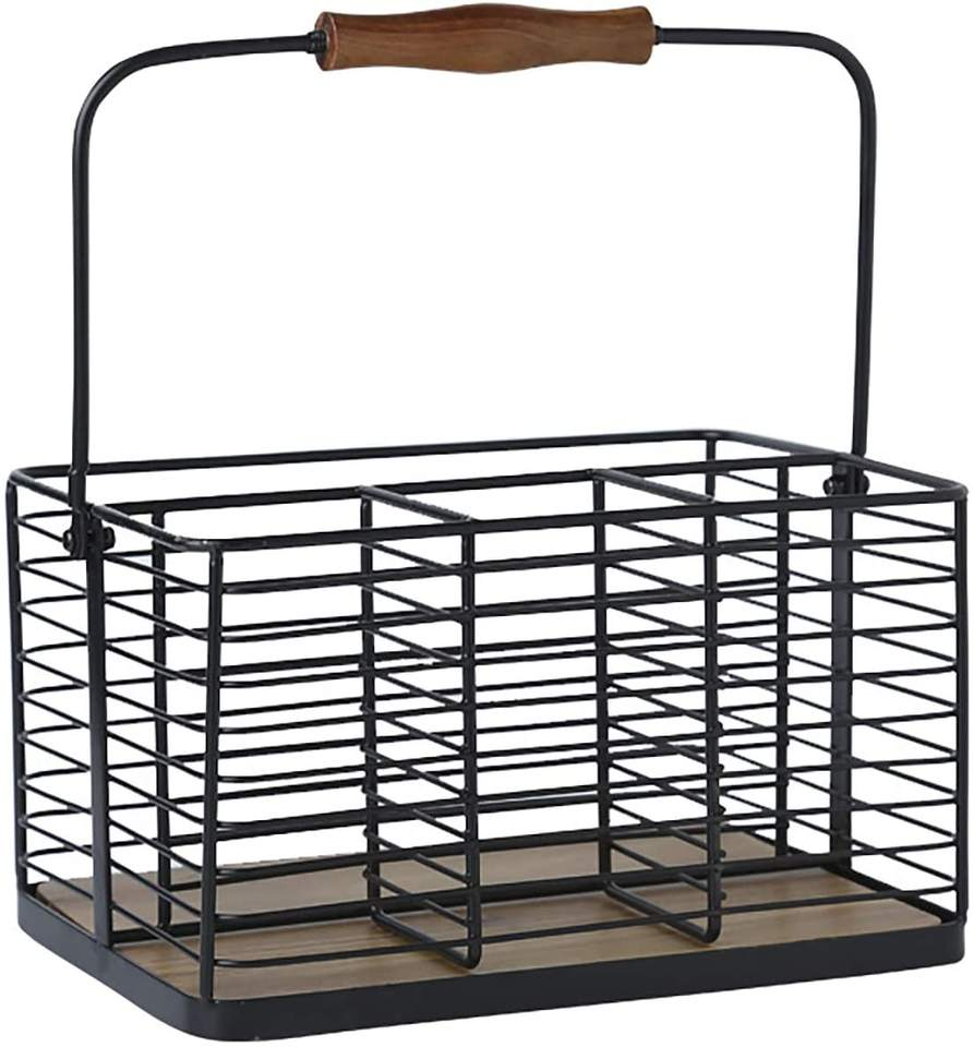 square basket with wooden handles,metal cosmetics storage basket,large capacity storage basket,modern simple style,iron grid cosmetic storage baske