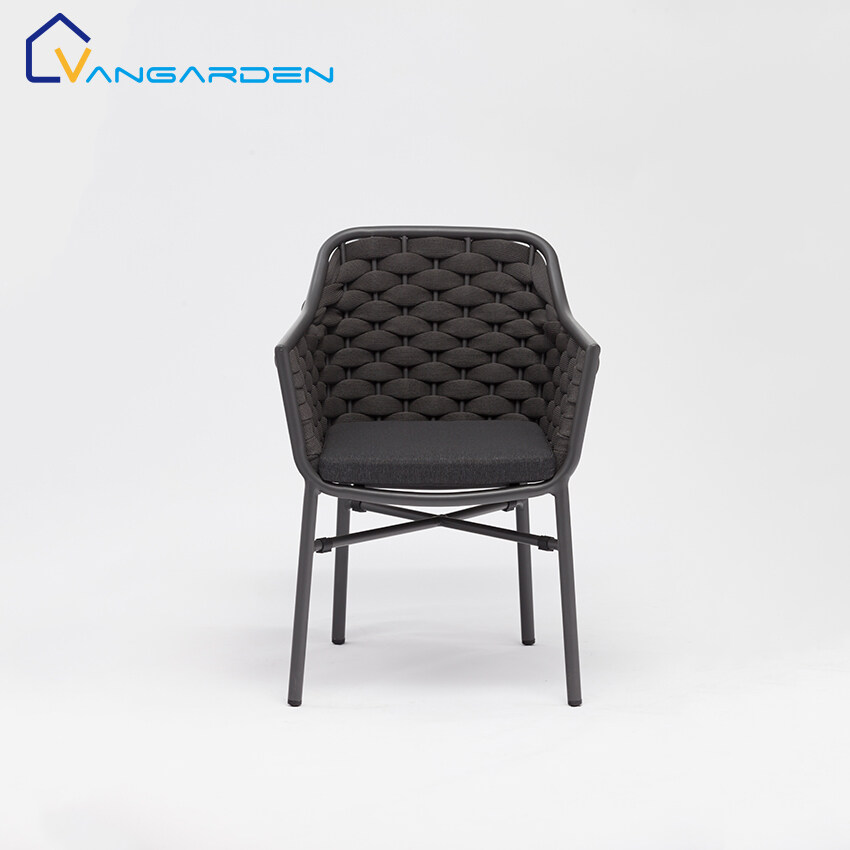 Modern Commercial Designer Washable Aluminium Restaurant Dining Garden Outdoor Rope Chair