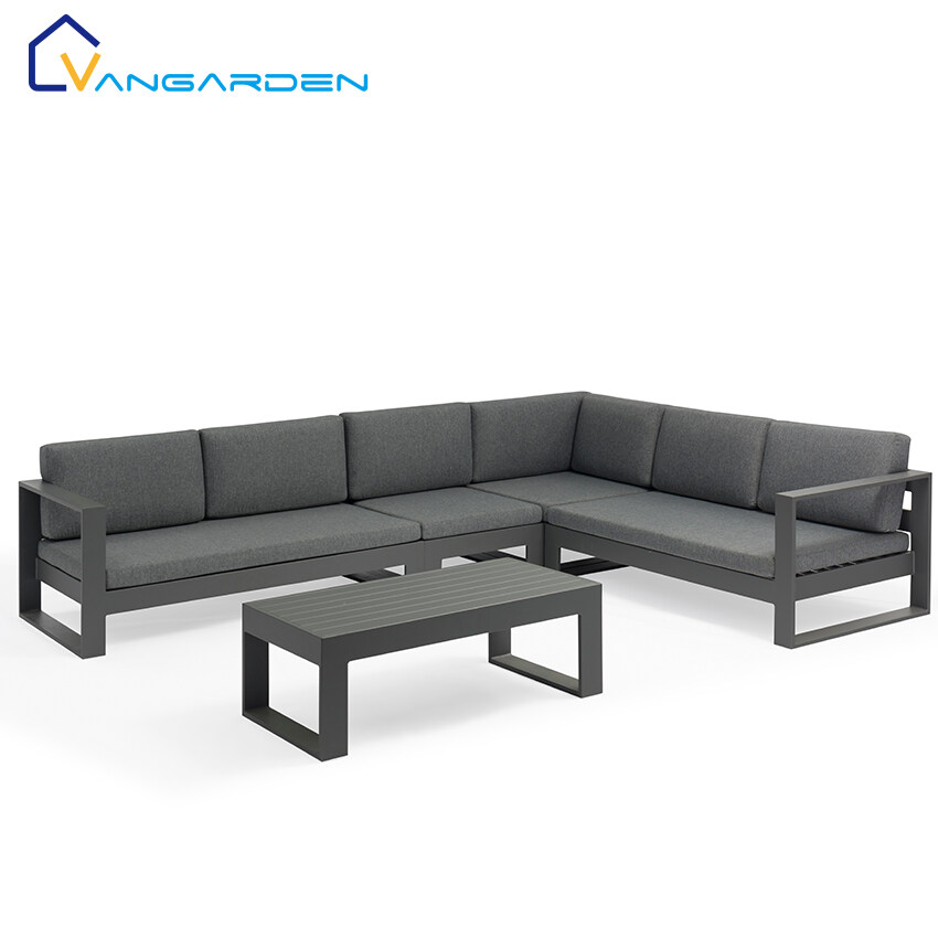 Grey Color Lounge Patio Luxury China Outdoor Cushion Corner Sofa Garden Furniture Set