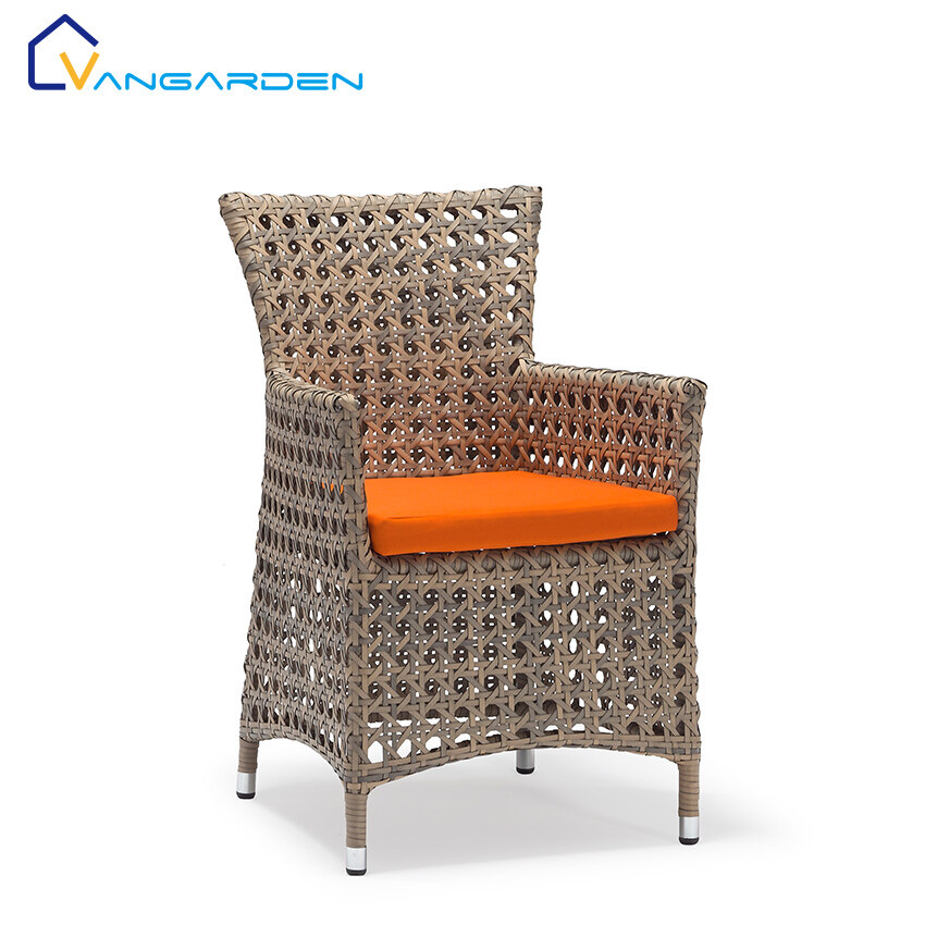 Diamond Weaving Plastic Garden Dining Chair Wicker Modern Outdoor Furniture