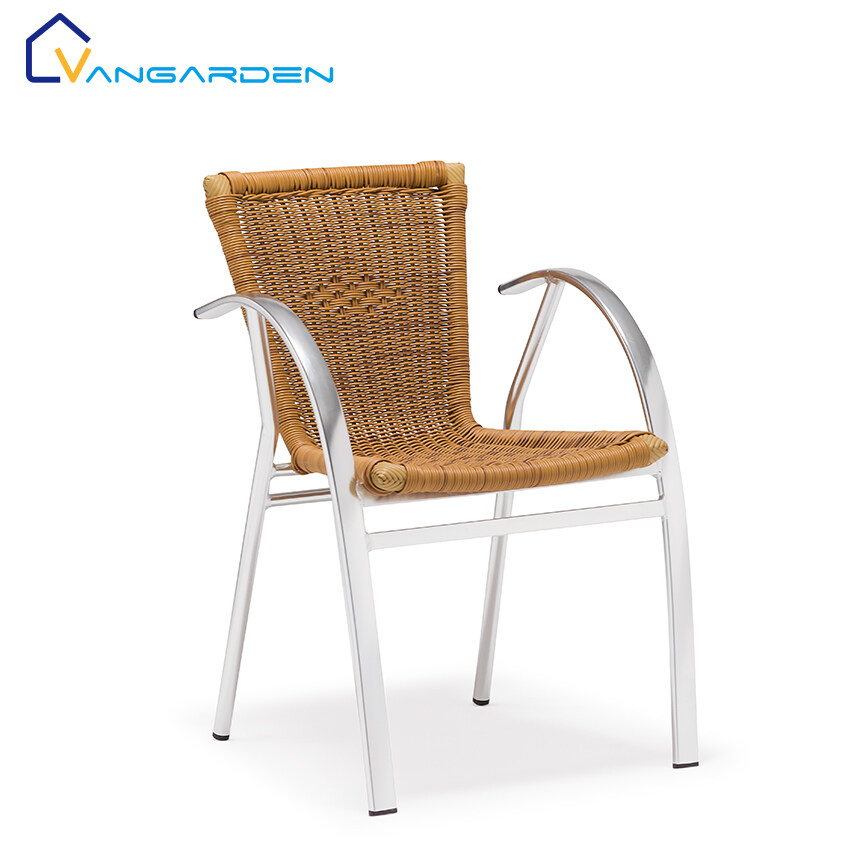 Stackable Aluminum Rattan Indoor Outdoor Wicker Chair Nordic For Restaurant