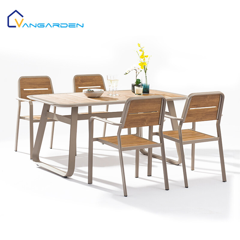 Garden Cheap Patio Composite Material Set Table Plastic Wood Outdoor Furniture