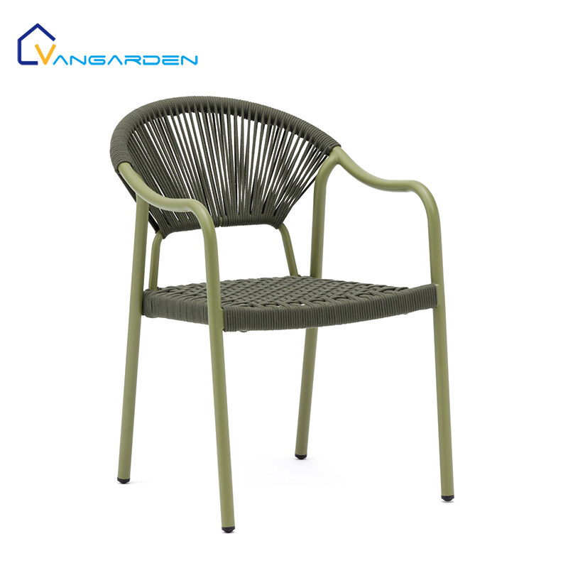 New Design Grey Patio Lounge Aluminum Nordic Woven Rope Dining Outdoor Chair