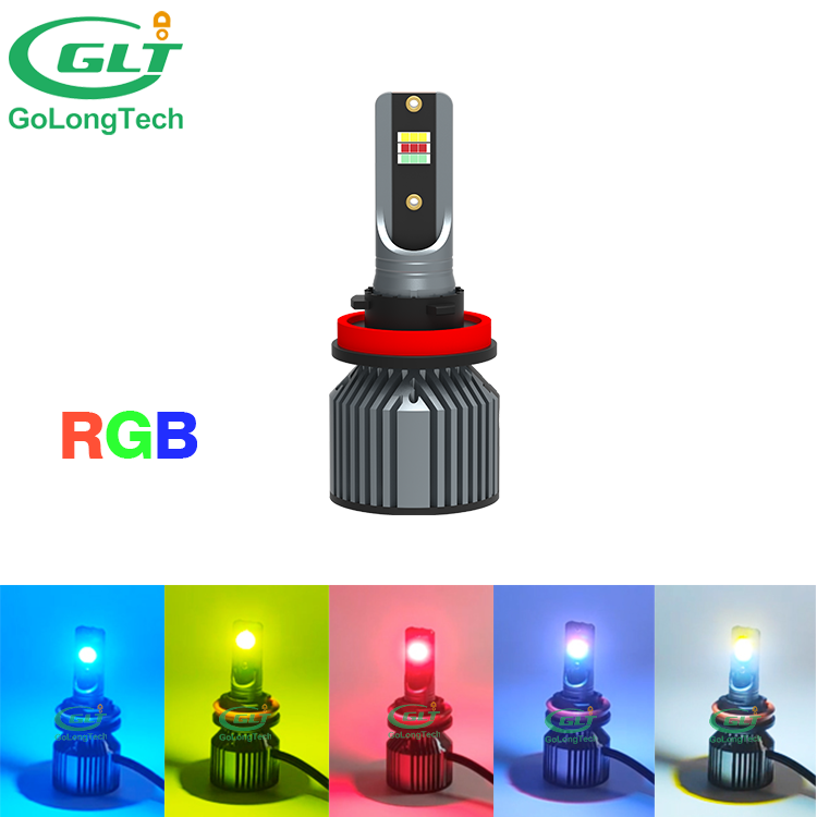 Golongtech RGB  led 20w car headlight bulb LED headlight super bright H8/H9/H11/H16 led headlight-