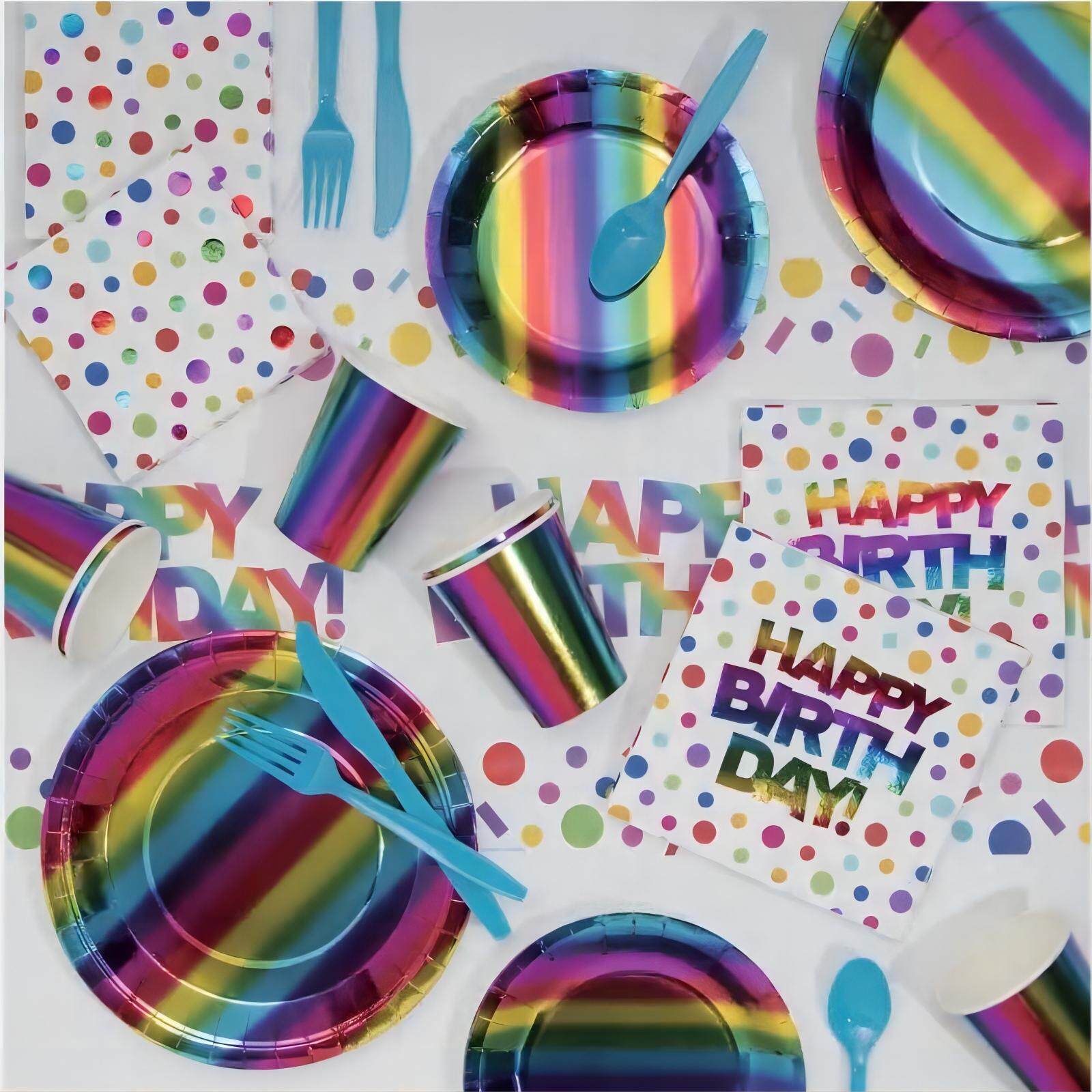 Rainbow foil tableware party supplies sets