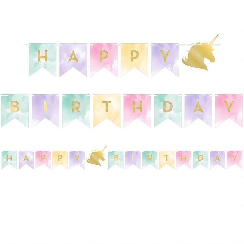 Unicorn series-birthday paper flag