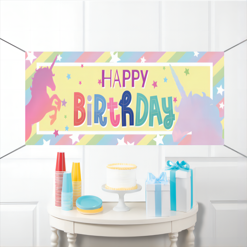 Unicorn series-PE Birthday banner 46X140CM