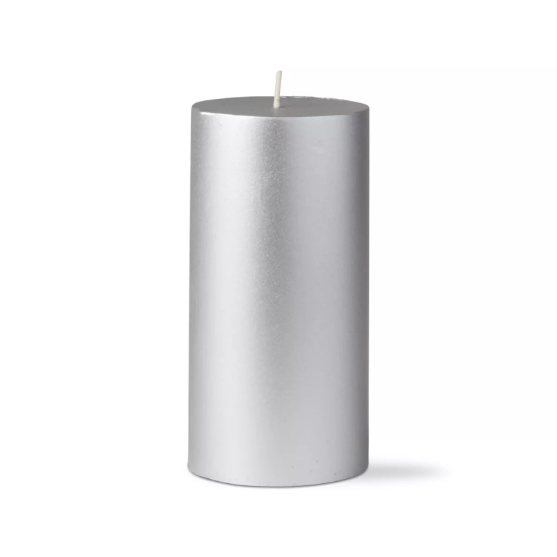 Silver Metallic  Pillar Paraffin Wax Candle