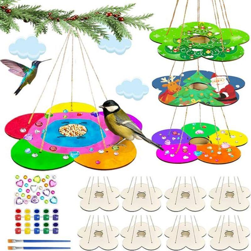 12 Pack Bird Feeder Craft Kits for Kids Ages 3-5 4-8 8-12, DIY Wooden Art Painting