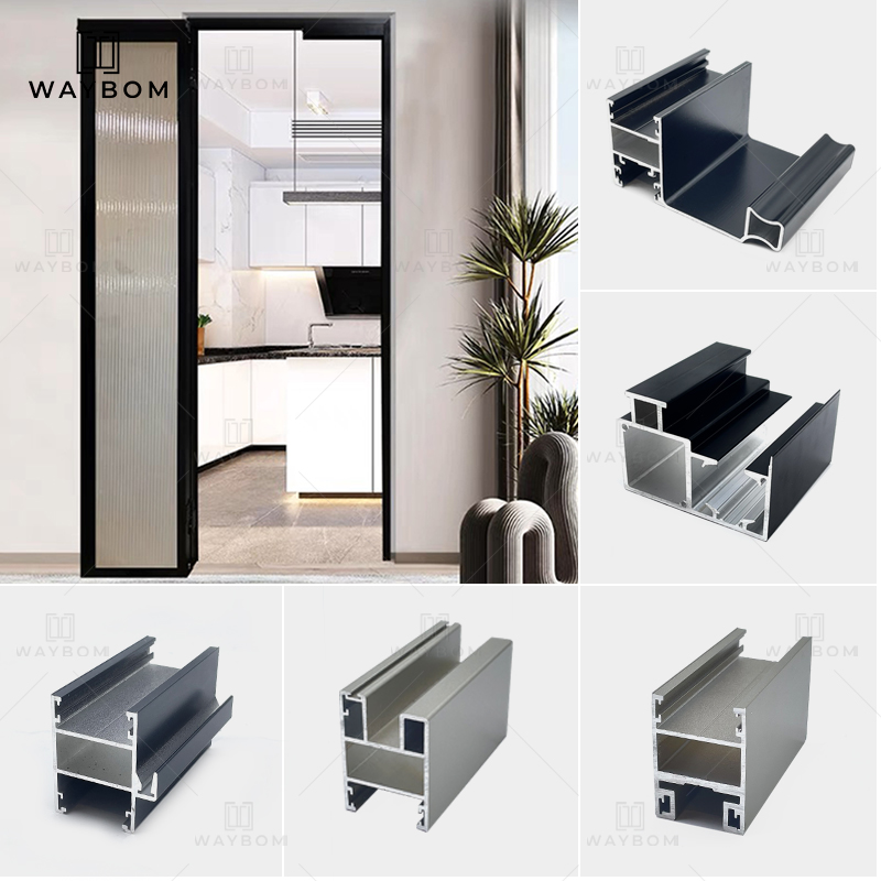50 sliding folding bathroom shower glass door hardware aluminum sliding swing pt door frame kitchen pt door Aluminum Profile