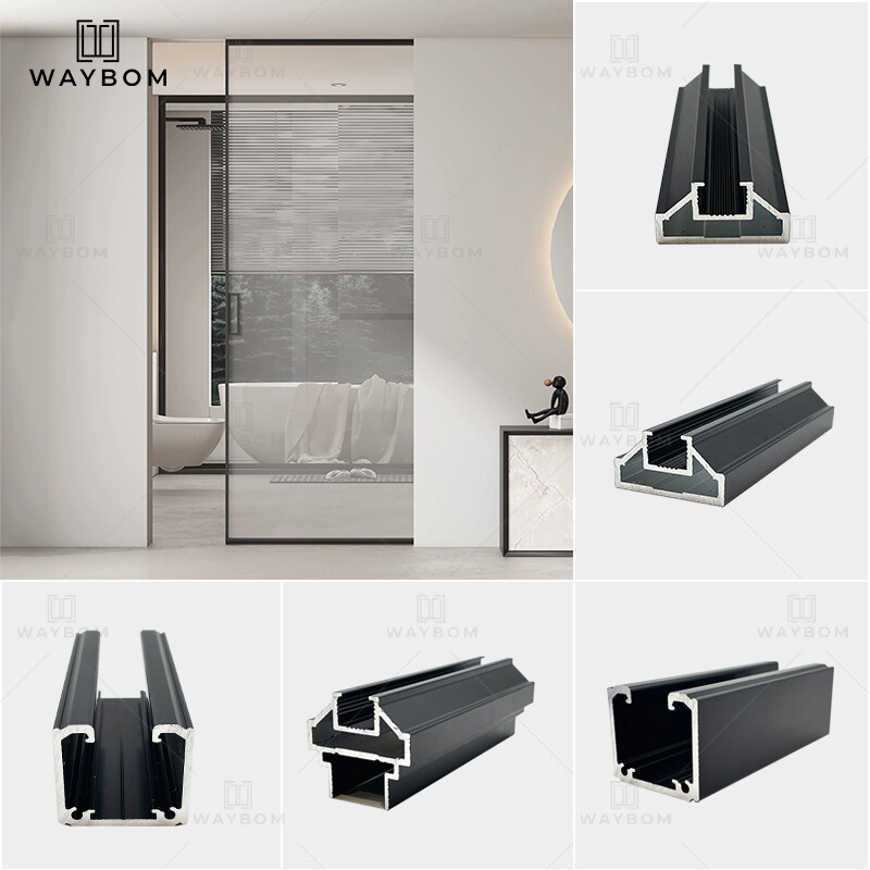35 slim interior pocket door Aluminium Profiles frameless pocket Sliding Door frame kitchen invisible Doors Aluminum Profile