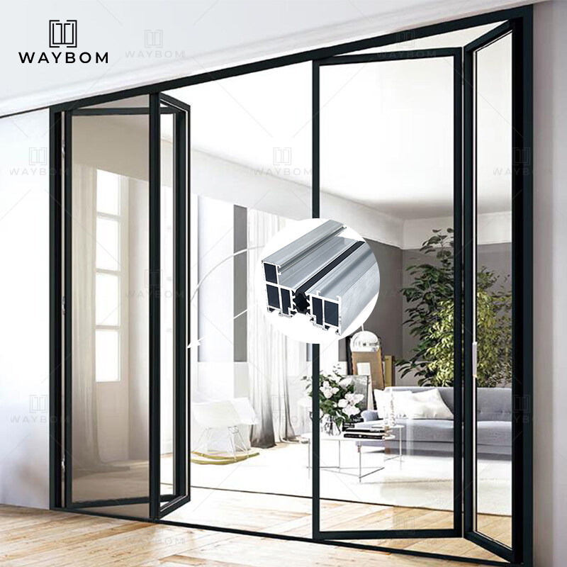 75 modern security steel door foshan aluminum frameless glass door profile soundproof slim folding doors aluminum profile