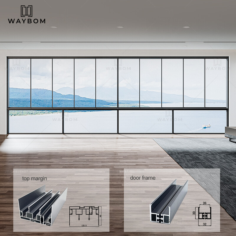 Waybom 128 slim latest sliding window design cnc aluminium extrusion profiles manufacturer vertical sliding window frame