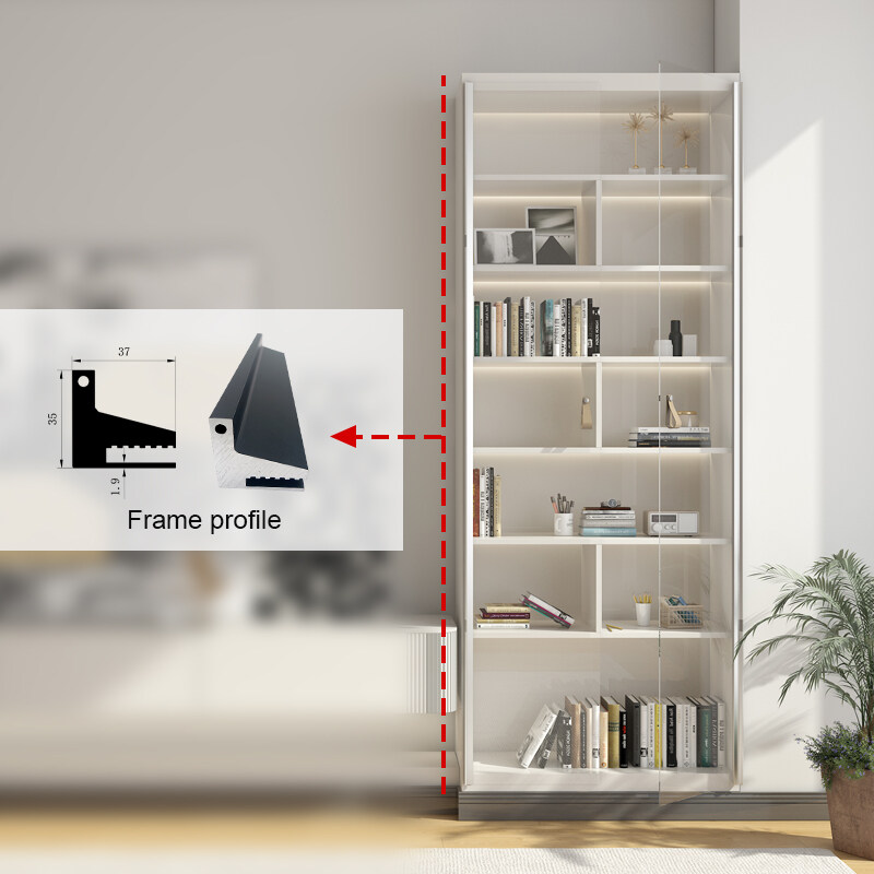 Soft close hinges(Round cup) Aluminum Frame Glass Door Profiles For Kitchen Cabinet Wardrobe Custom Made Minimalist Doors