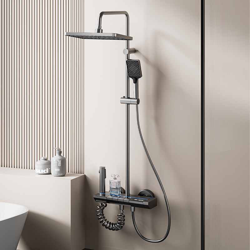 Space Aluminum Digital Display with Thermostatic Rainfall Mixer Tap