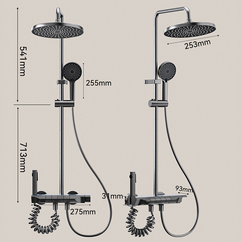 led shower set china, digital display shower set wholesaler, led rain shower head with mixer set, luxury piano key shower set exporter, luxury piano key shower set factory