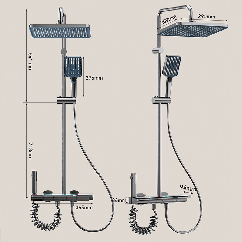 hot/cold main shower set  wholesaler, Digital Display Modern Shower Set, White Shower Set, Four-Function Bathroom Shower Set, valve-digital display shower set  oem