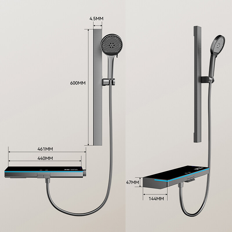 Luxury three-function shower set supplier, Solid aluminum multifunction shower body distributor, Black & gold three-function aluminum rain shower, Customizable black & gold shower mixer for homes, Thermostatic rainfall and waterfall shower system supplier