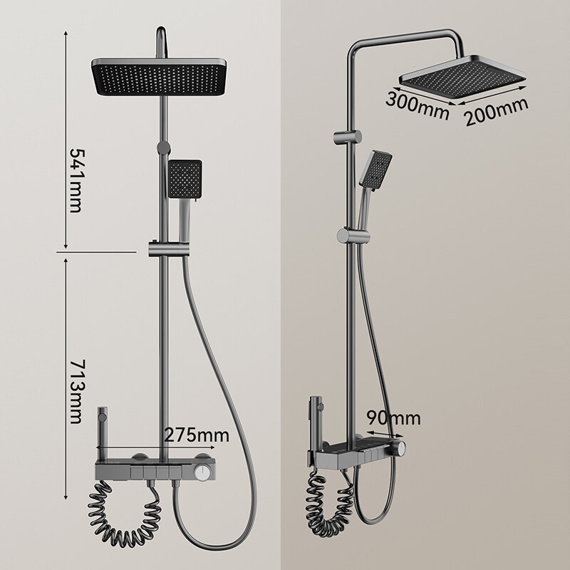 Cold and hot water mixer faucet distributor, Waterfall design shower set manufacturer, Temperature control multi-function shower system, High-quality thermostatic rain shower for builders