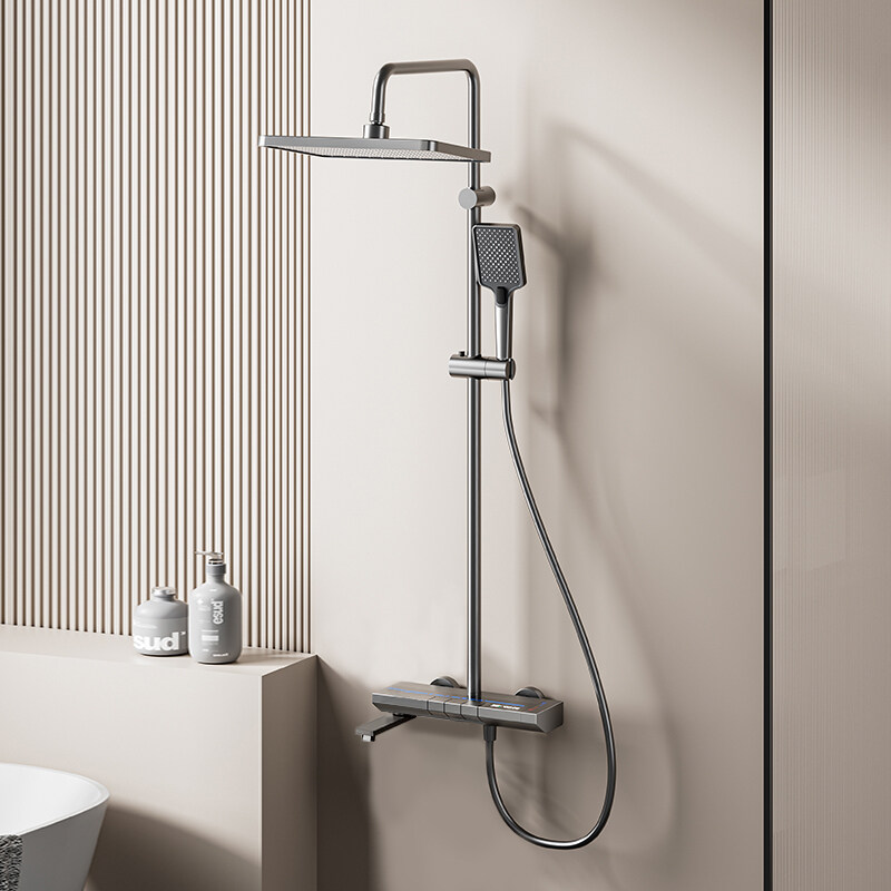 smart four-function shower set  manufacturer, new piano rainfall digital shower system  supplier, luxury space aluminum shower set company, solid aluminum handheld shower set oem