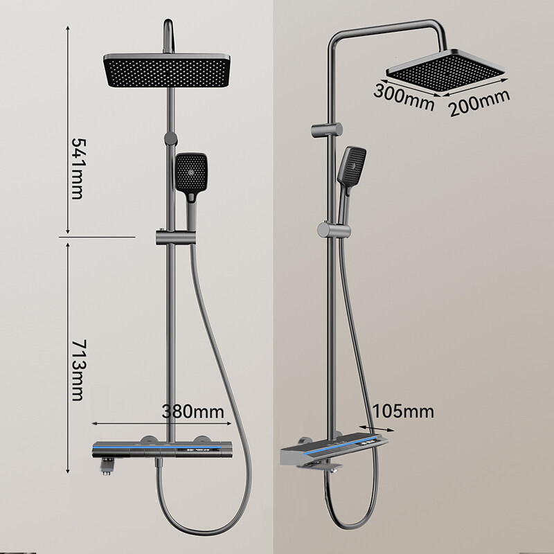 Digital Display Modern Shower Set, White Shower Set, Four-Function Bathroom Shower Set, valve-digital display shower set  oem