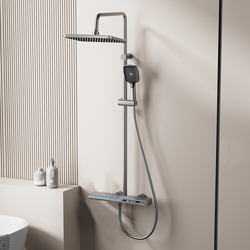 Exposed Piano Key Rain Shower Combo with 3-Function Mixer Faucet