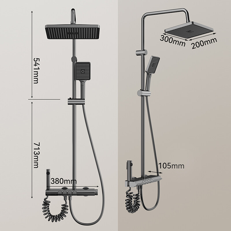 factory direct sale shower set manufacturer, 4 function piano key shower set factory, led digital shower set company