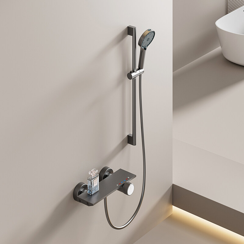 Thermostatic Shower Set with Space Aluminum Square Tube and Lifting Rod