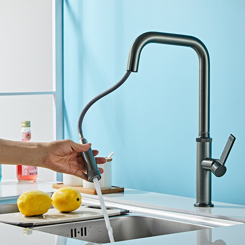 Best-Selling Space Aluminum 360° Rotating Kitchen Faucet with Pull-Down Spray