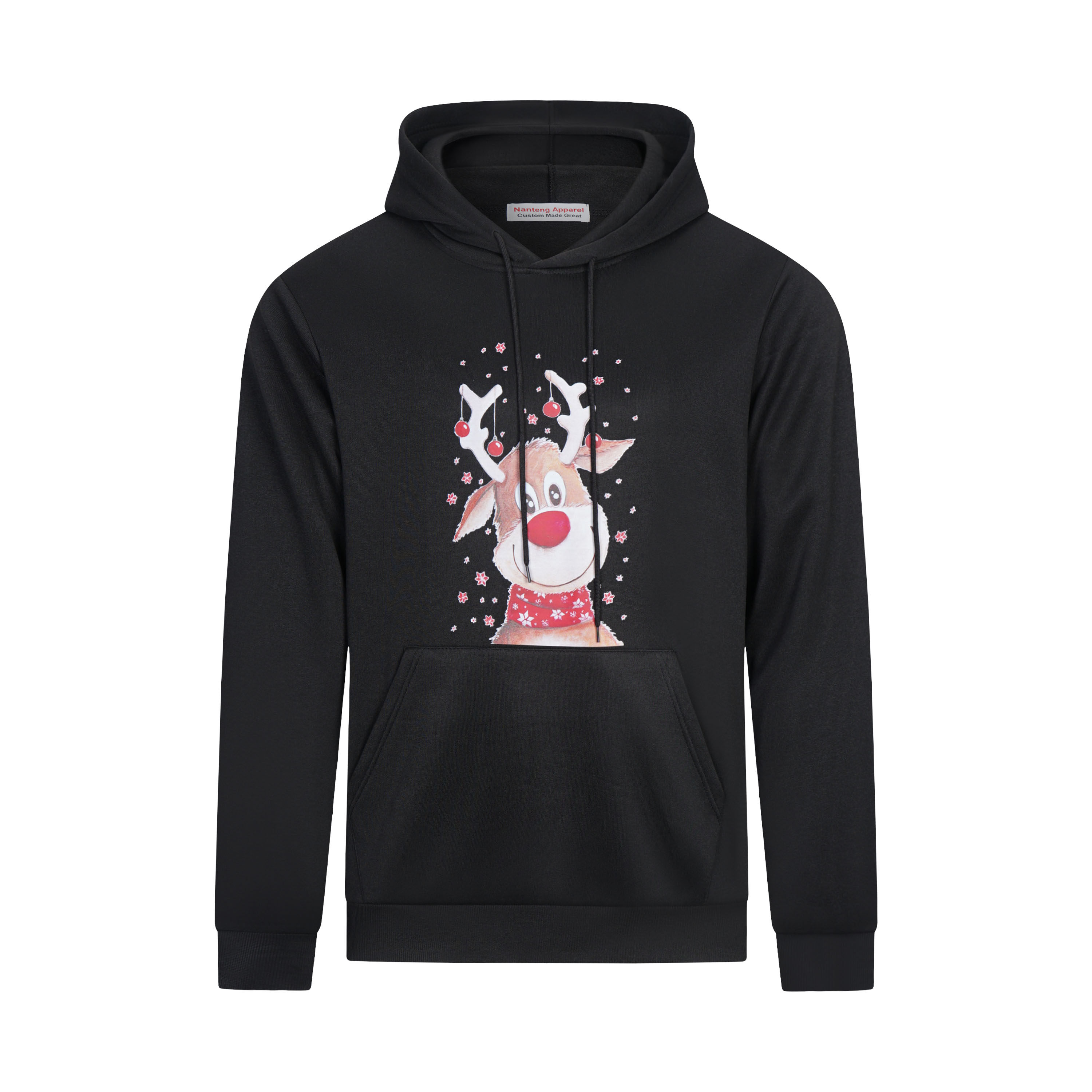 Custom Autumn Ugly Xmas Hoodie With Stitch Pocket Reindeer Expanded Clear Cotton Men Christmas Sweatshirt