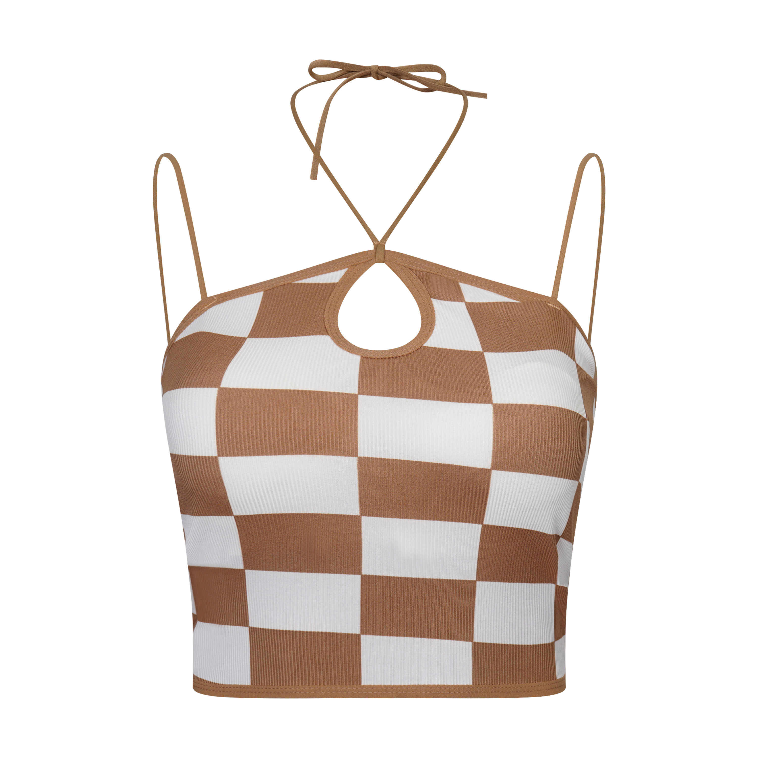 Custom Summer Sexy Close Fitting Cropped Mini Hollow Out Monocolor Plaid Bra Camisole Women Tank Tops