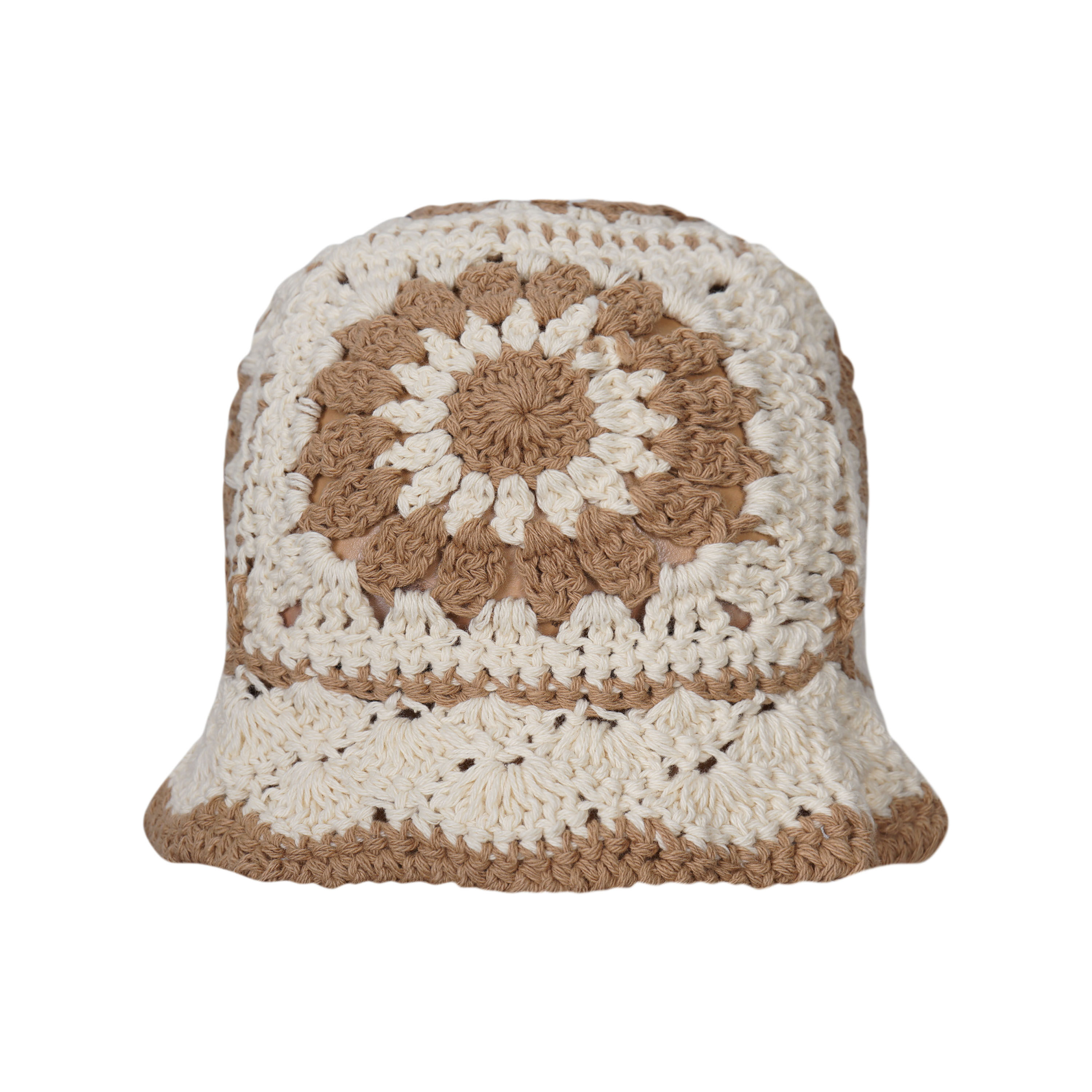 Aangepaste opvouwbare kleine sunflower accessoires Hollow Out Crochet Women Bucket Hat