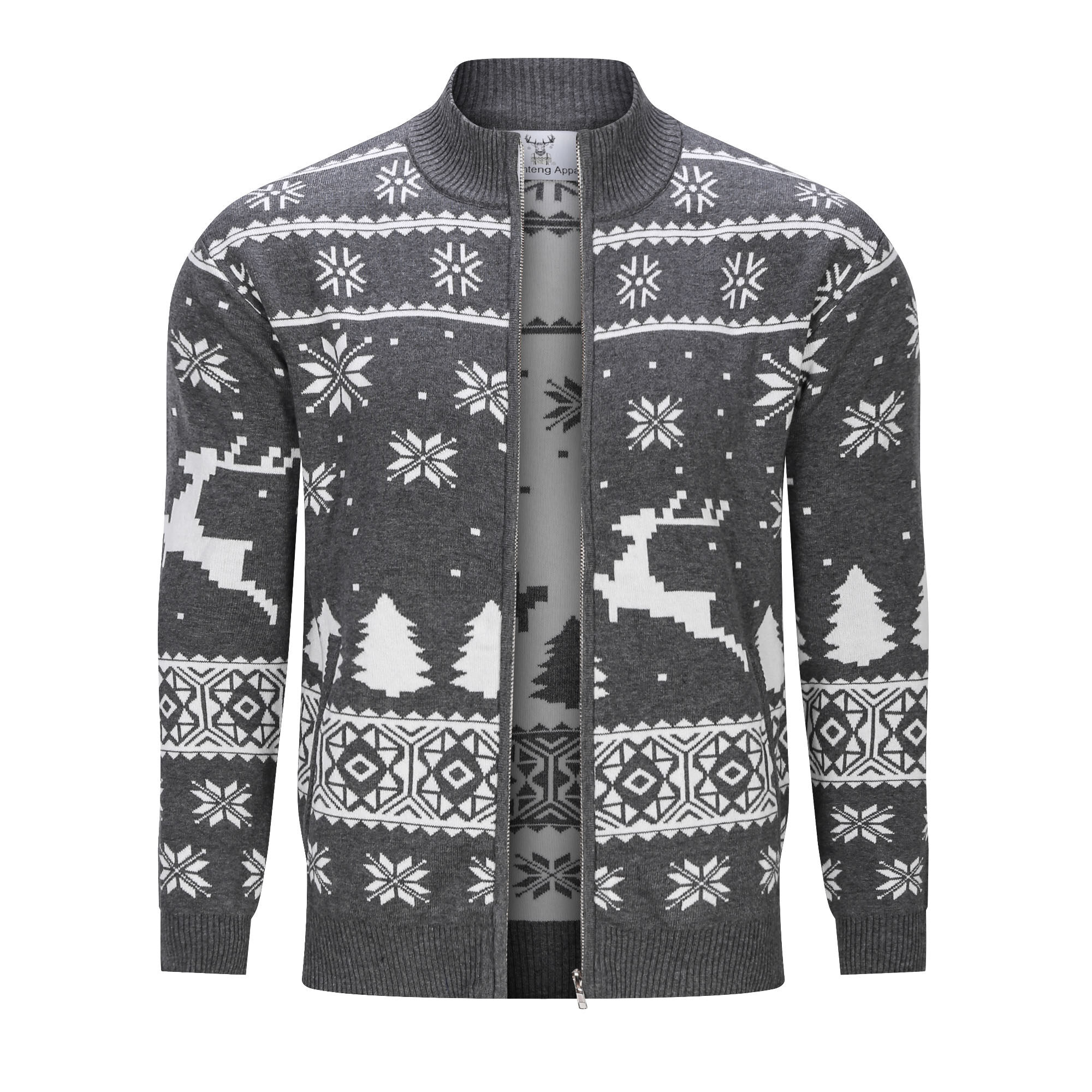 Christmas Sweater,  Cardigan Sweater,  Custom Sweater,  Stand Collar Zipper